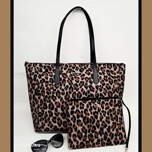 NWT Kate Spade Kitt Nylon Leopard Extra Large Tote/ Shoulder Bag KH395